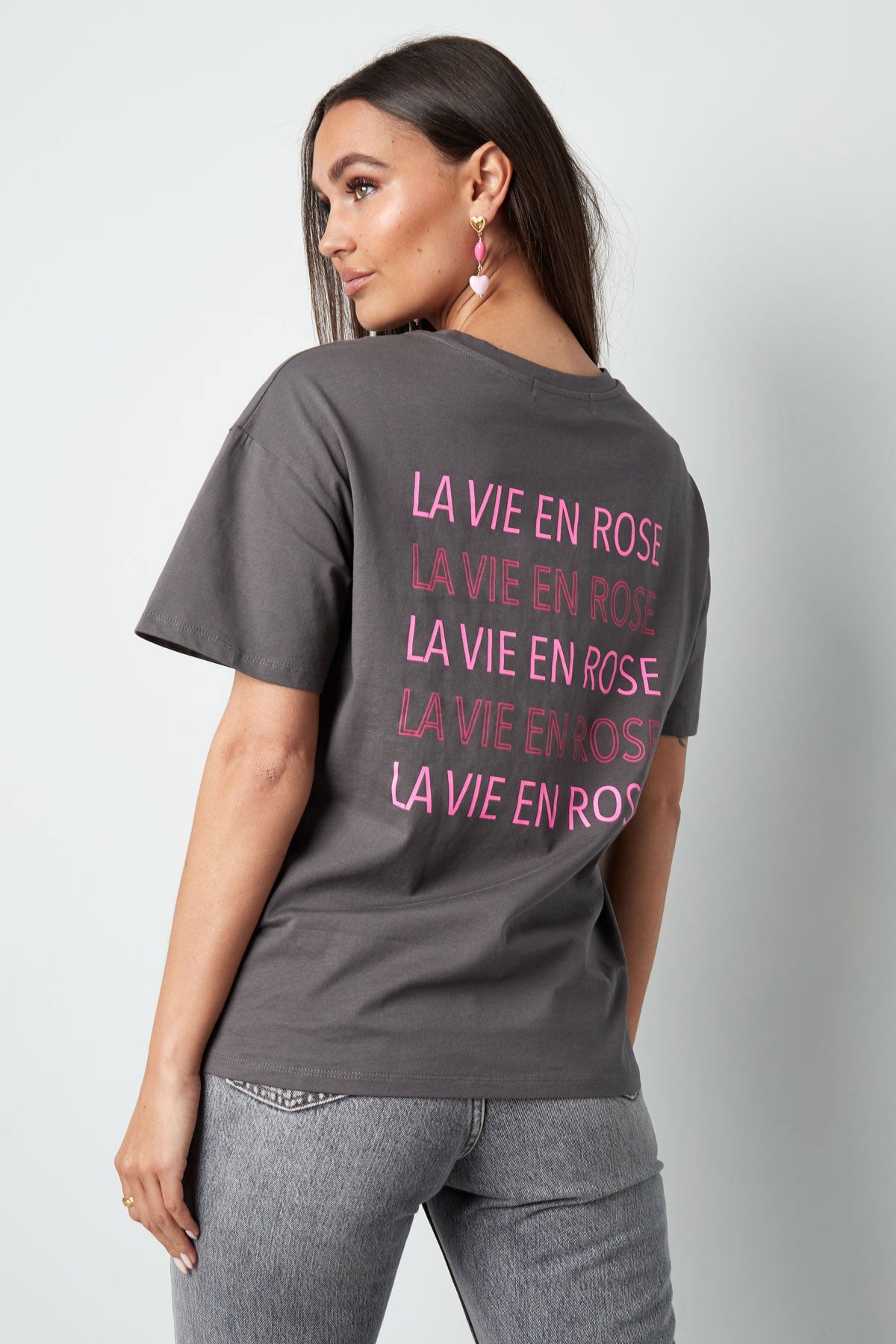 T-Shirt donker grijs met print