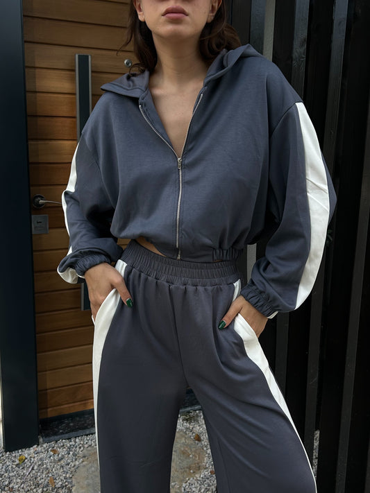 Cropt vest donker grijs