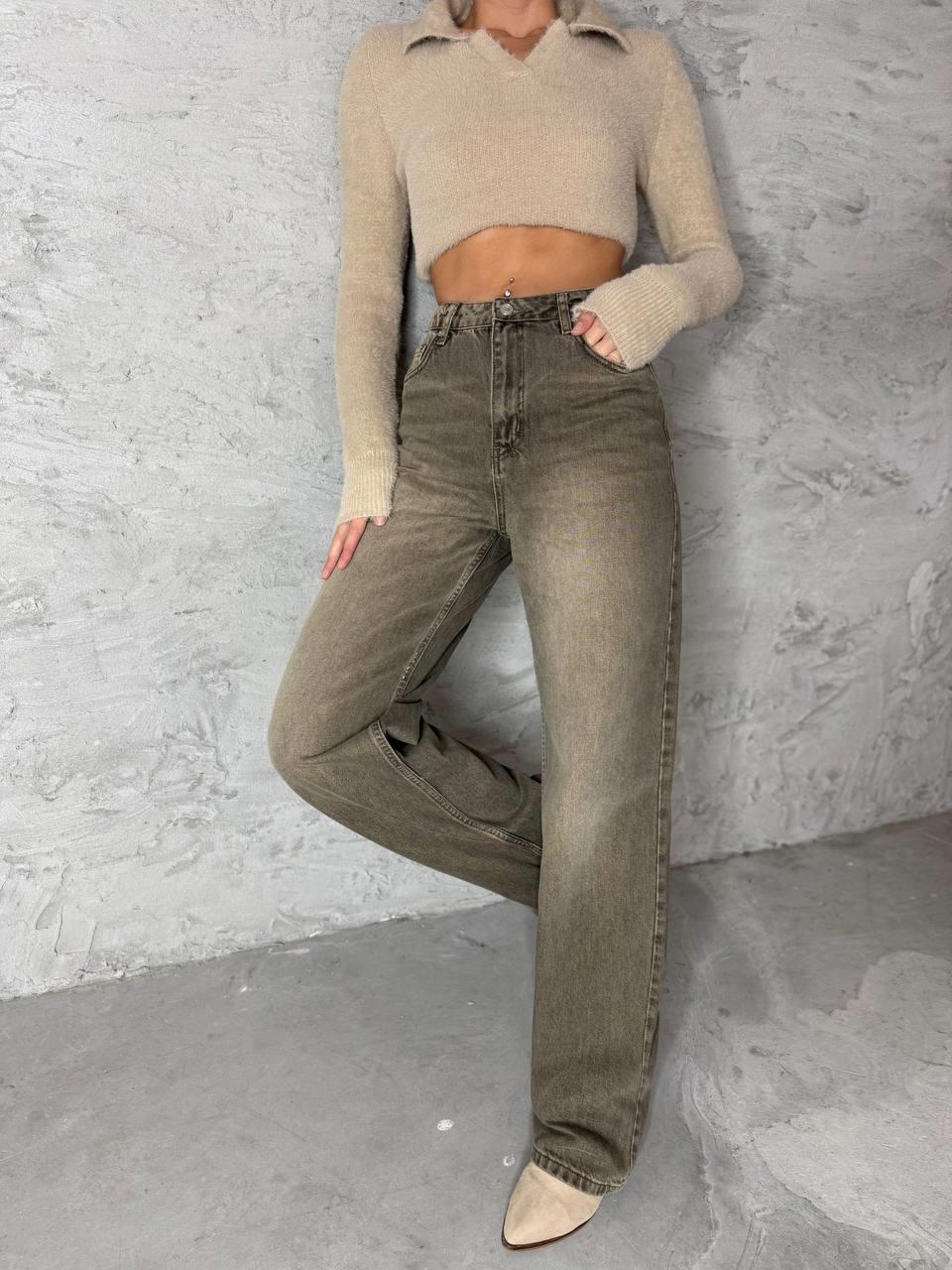 Oversized jeans bruin gewassen