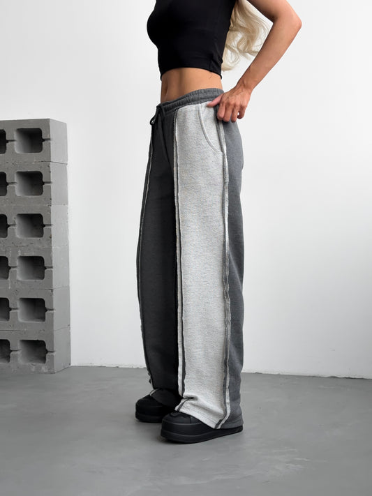 JoggingBroek donker grijs/ lichtgrijs