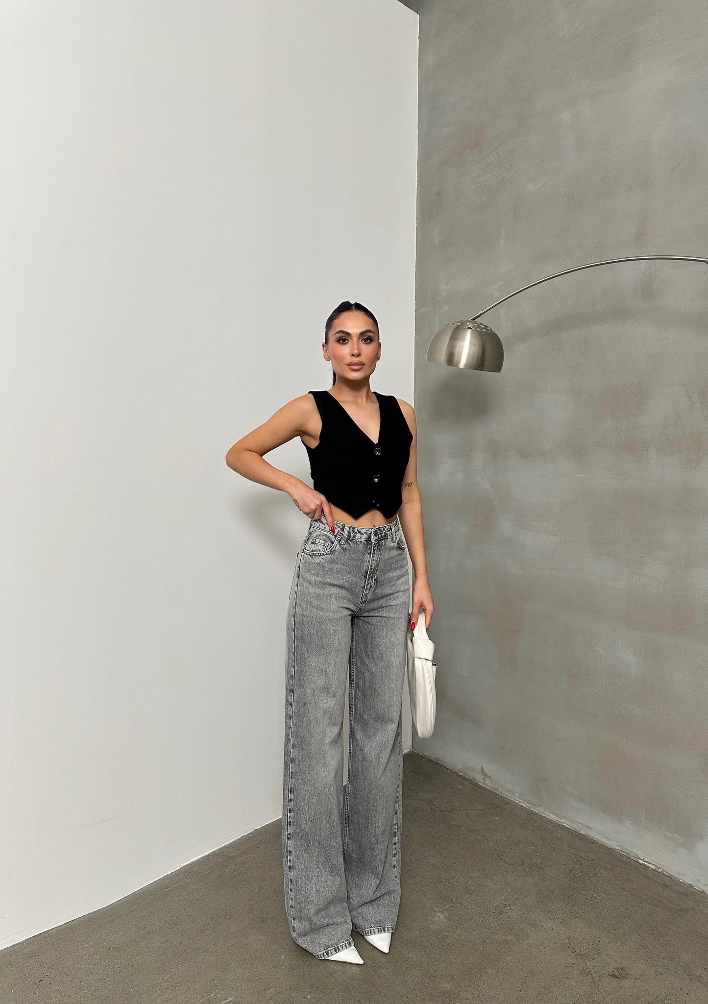 Oversized jeans grijs