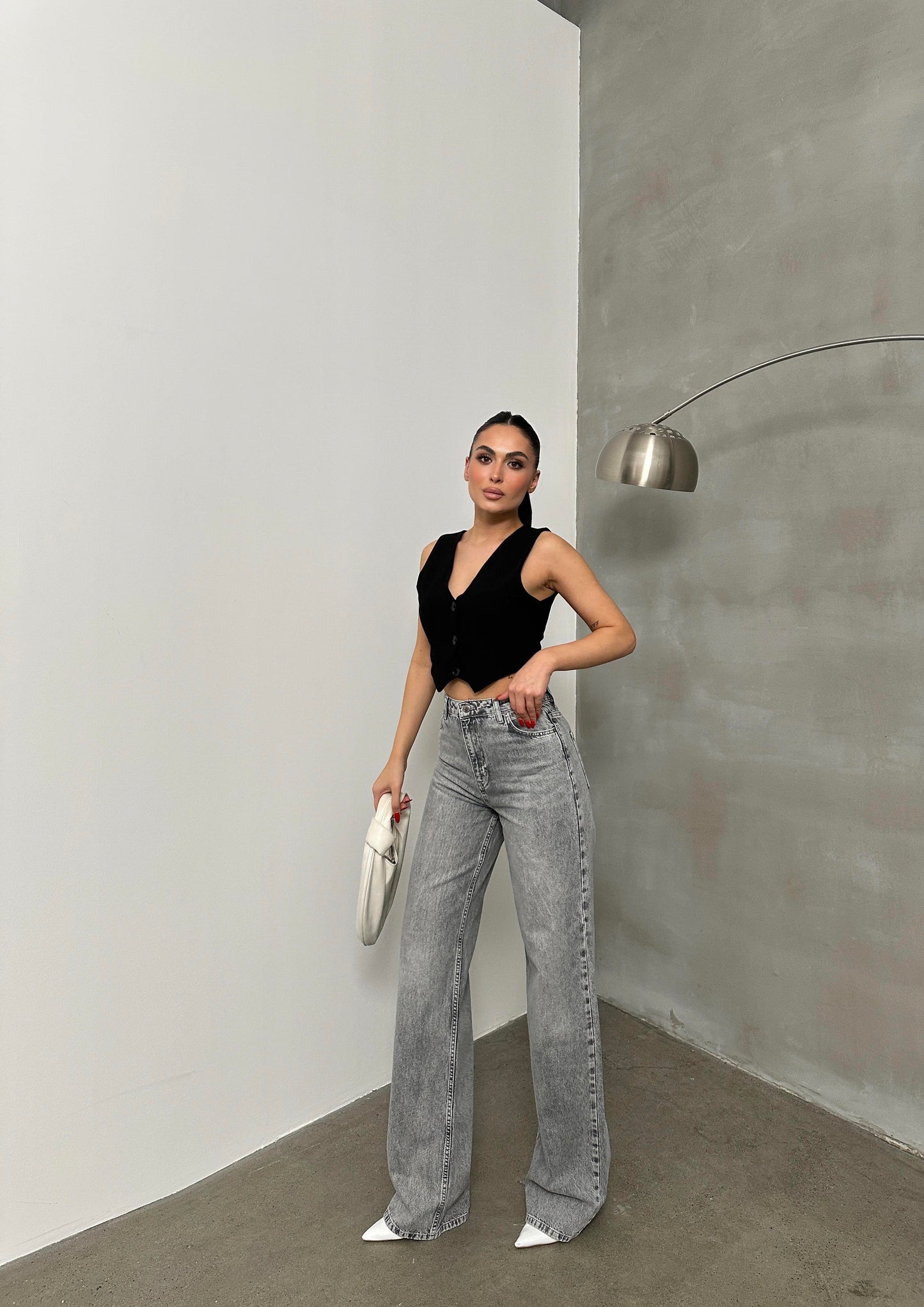 Oversized jeans grijs