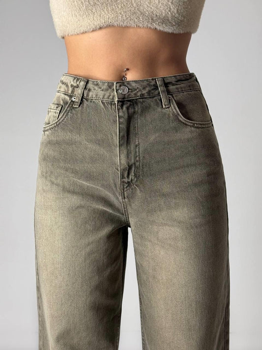 Oversized jeans bruin gewassen