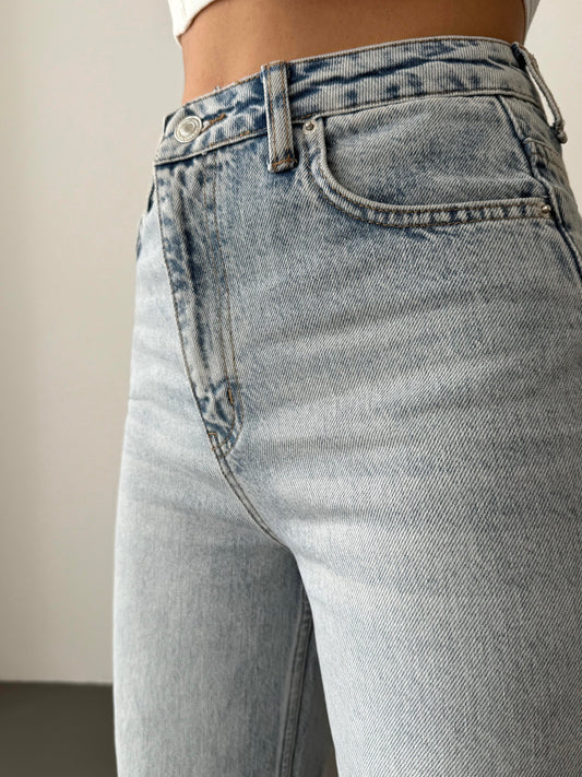 Denim jeans met steentjes