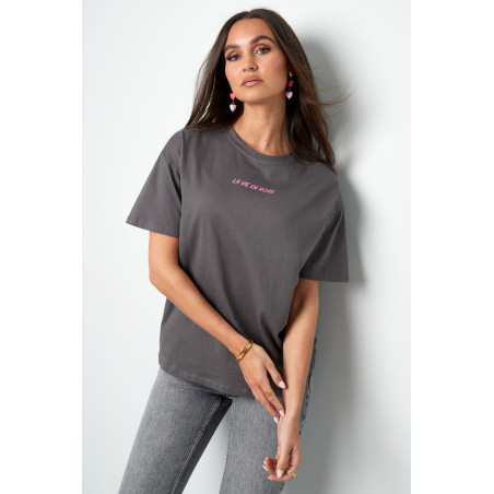 T-Shirt donker grijs met print