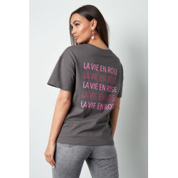 T-Shirt donker grijs met print