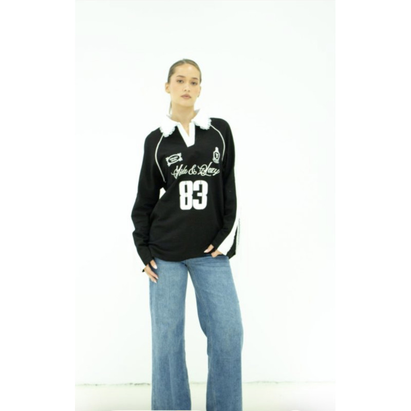 Varsity longsleeve zwart