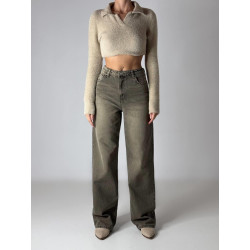 Oversized jeans bruin gewassen