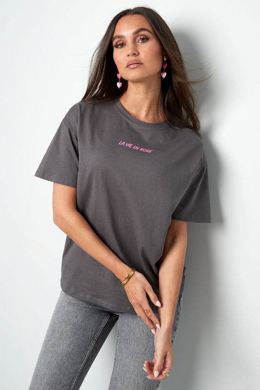 T-Shirt donker grijs met print