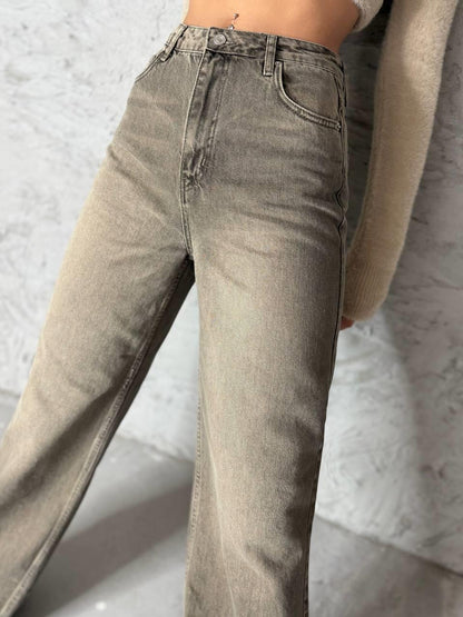 Oversized jeans bruin gewassen