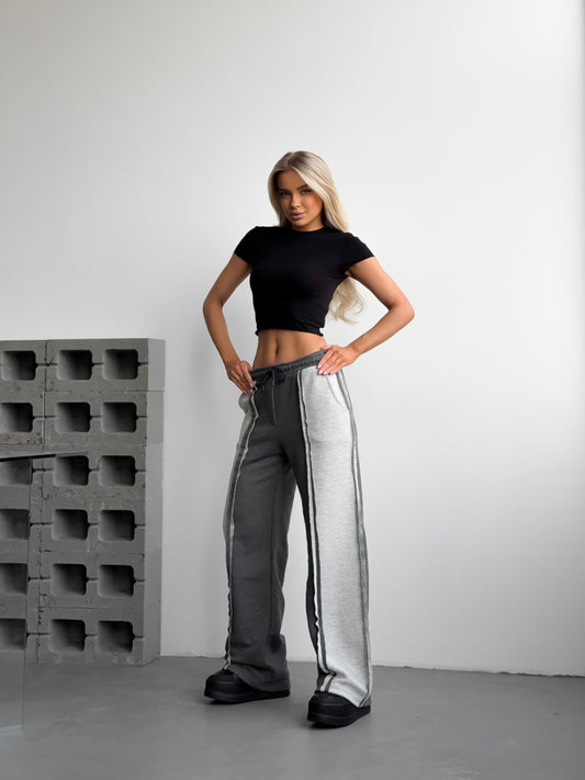 JoggingBroek donker grijs/ lichtgrijs