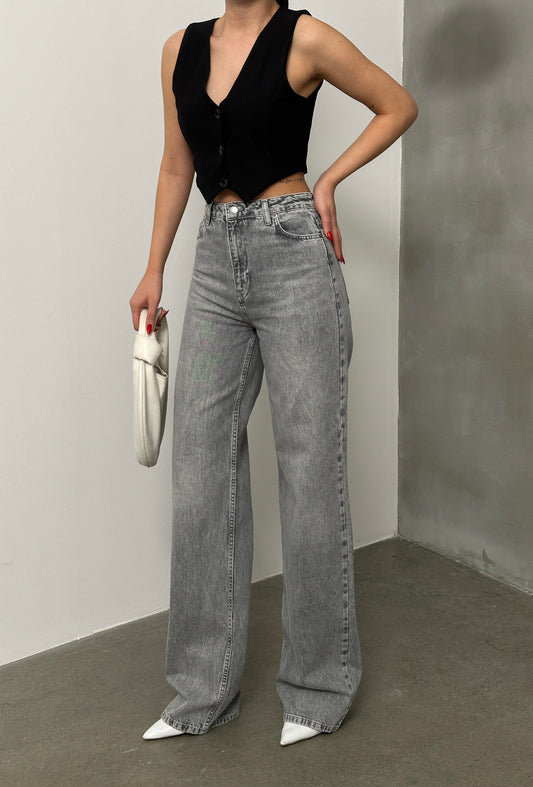 Oversized jeans grijs