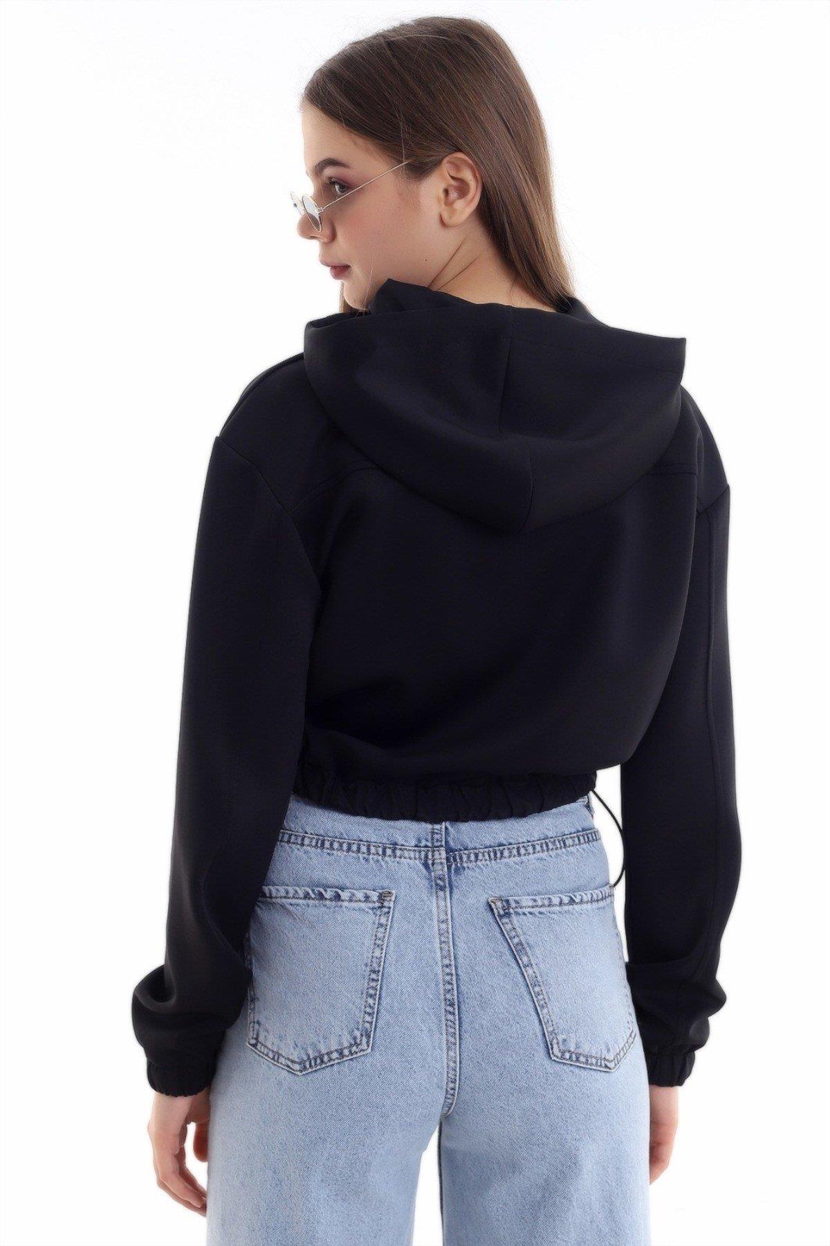 Basic cropped vest zwart