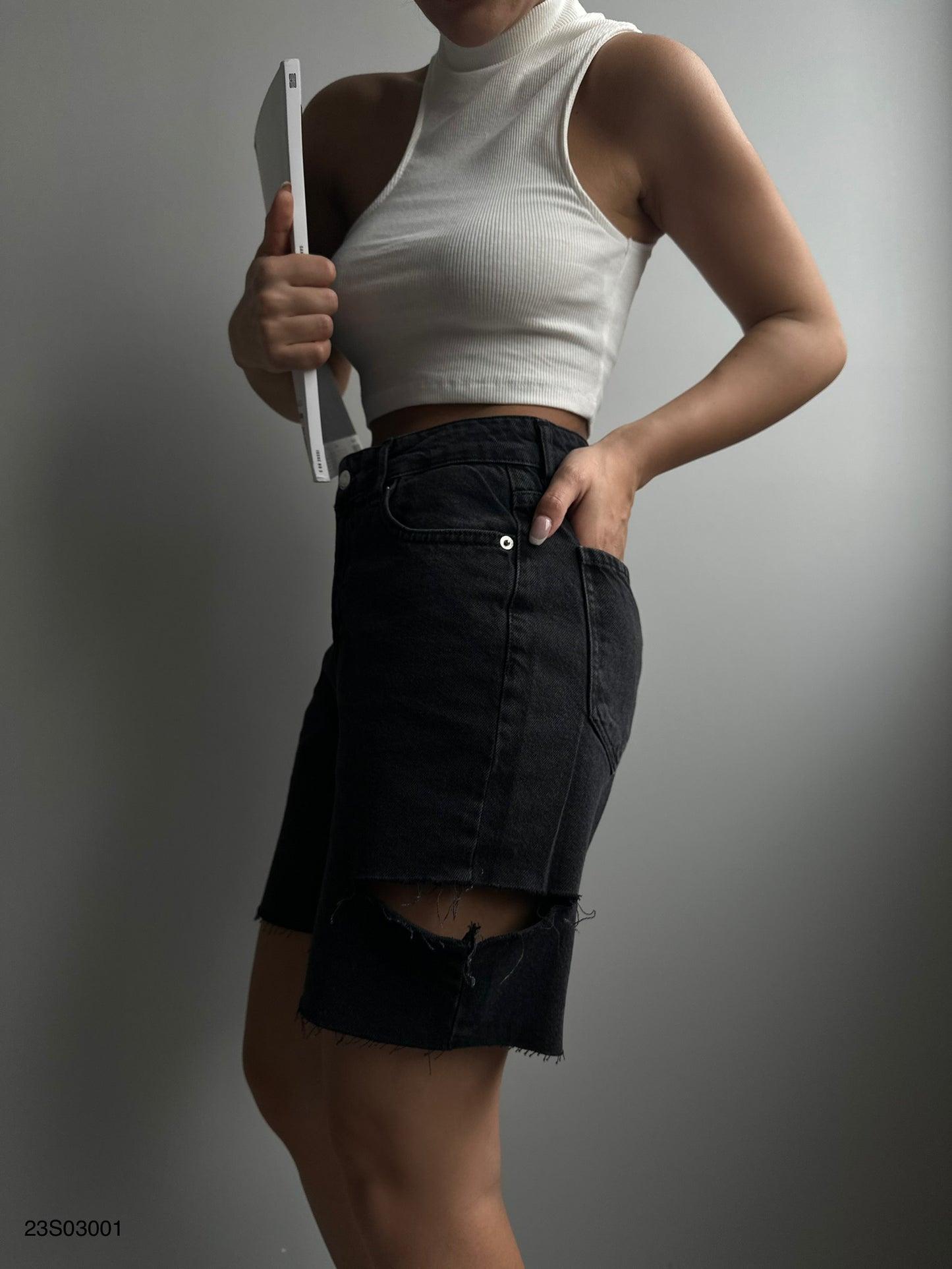 Zwarte korte broek denim