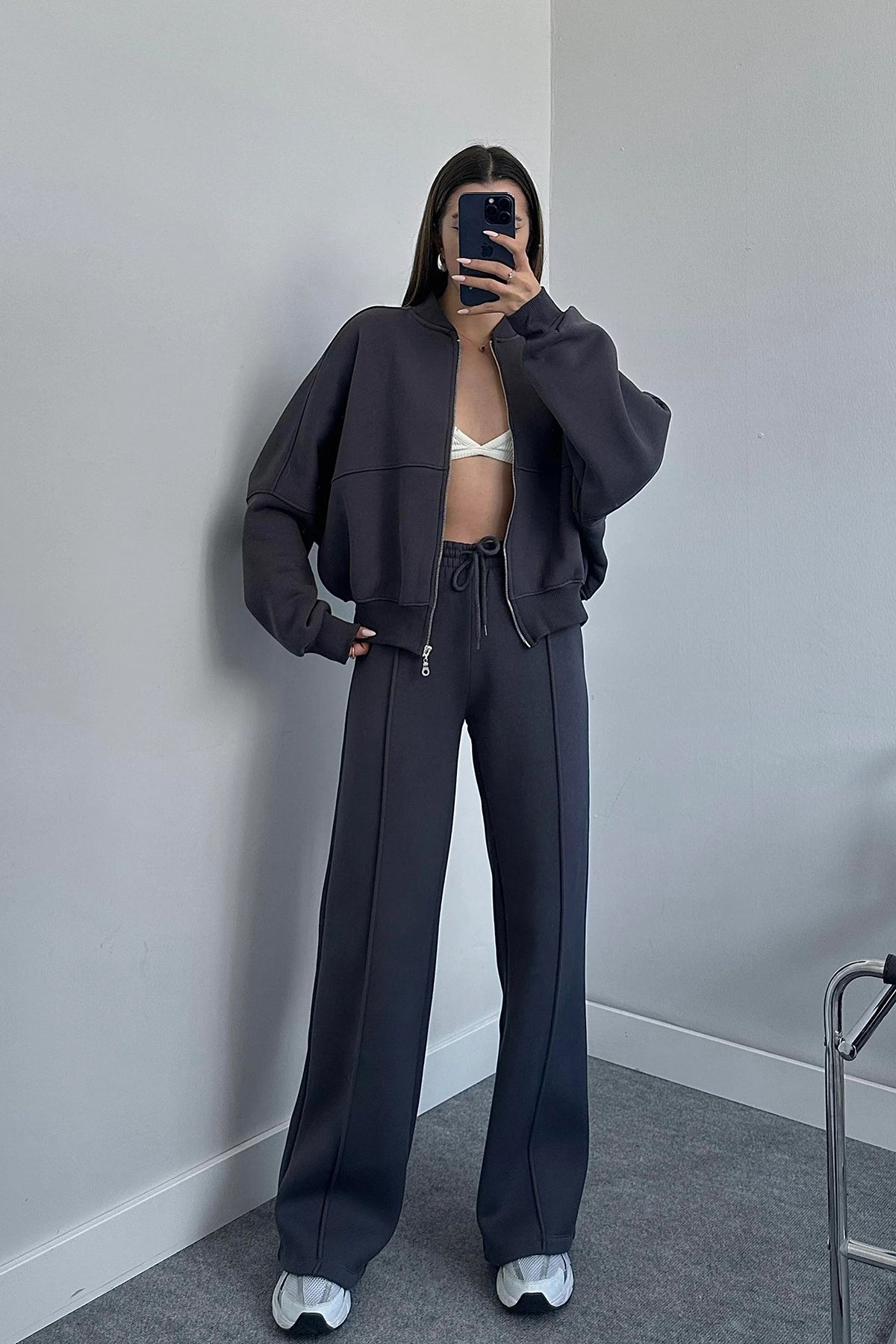 Oversized two piece set anthracite