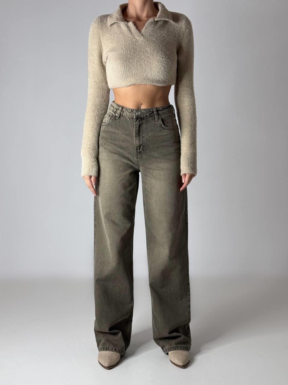 Oversized jeans bruin gewassen